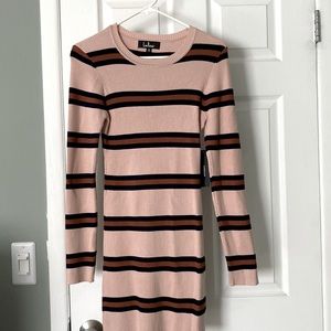 NWT Lulu’s pink striped sweater dress